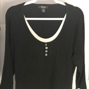 Women’s 1/4 Sleeve Black & White 2X Top Style & Co